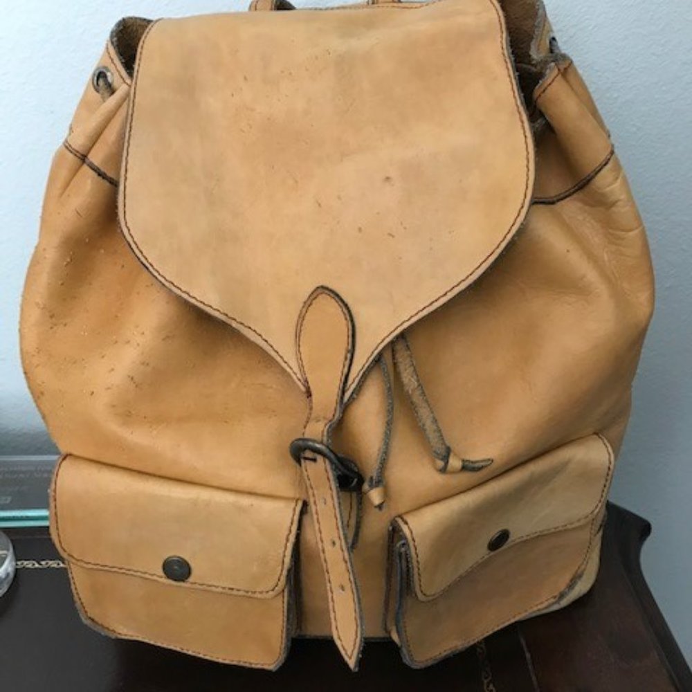 Drawstring Leather backpack